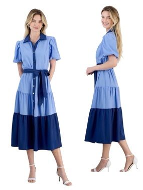 T Tahari Tiered Shirt Dress Size 6